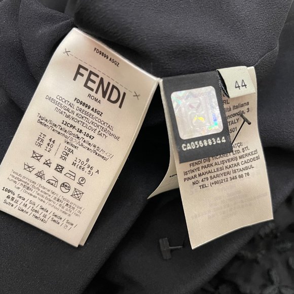 FENDI  Belted Silk-organza Midi Dress In Black Size 44IT,MUS - Picture 14 of 15